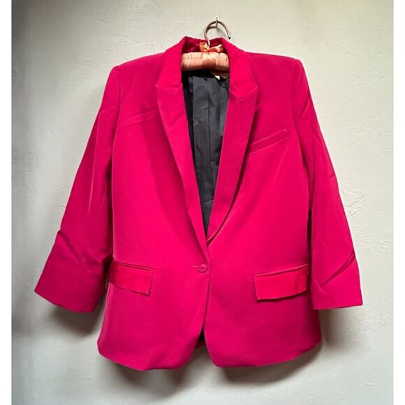 Rag & Bone Womens Sz 12 Red Wool Blend One-Button Blazer Jacket Single Breasted
